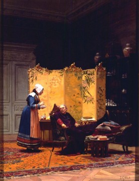 Georg Oil Painting - Tea for the Bishop academic painter Jehan Georges Vibert